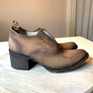 Freebird Sadie Distressed Brown Leather Ankle Booties Block Heel Women's Sz 9